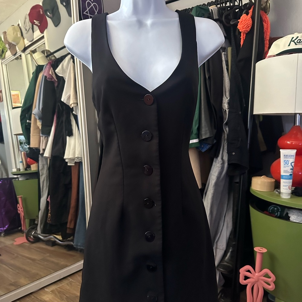 Cooperative Black Sheath Midi Dress V-Neck Sleeveless
